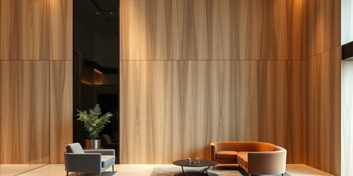 Ambientes comerciais com revestimento de parede em madeira