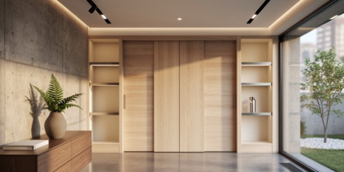 Arquitetura contemporânea com portas de madeira sob medida