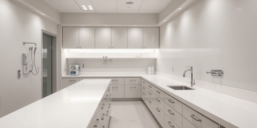 Bancadas contínuas em Corian: uma solução essencial para laboratórios clínicos
