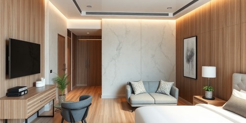 Aplicações de Corian em quartos de hotéis