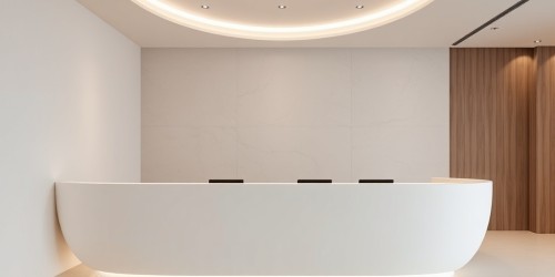 Corian aplicado em salas de reunião e recepção