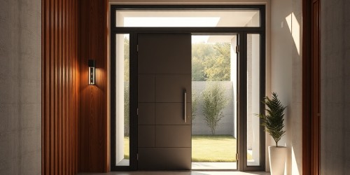 Design exclusivo para entrada principal com porta em ACM