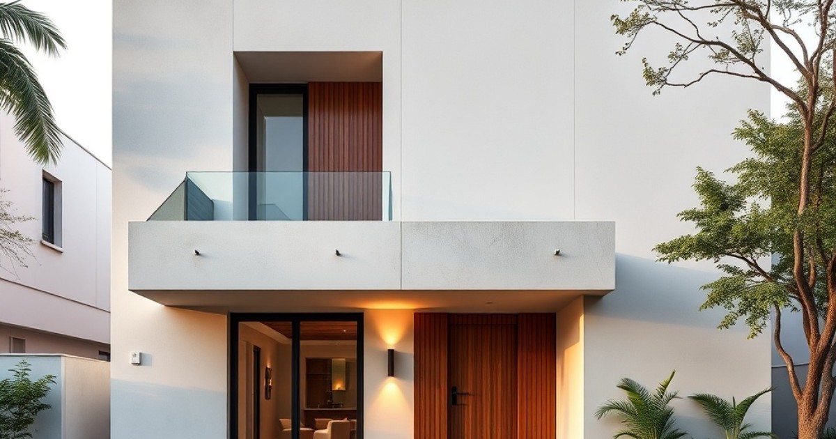 Arquitetura moderna e minimalista com portas em ACM