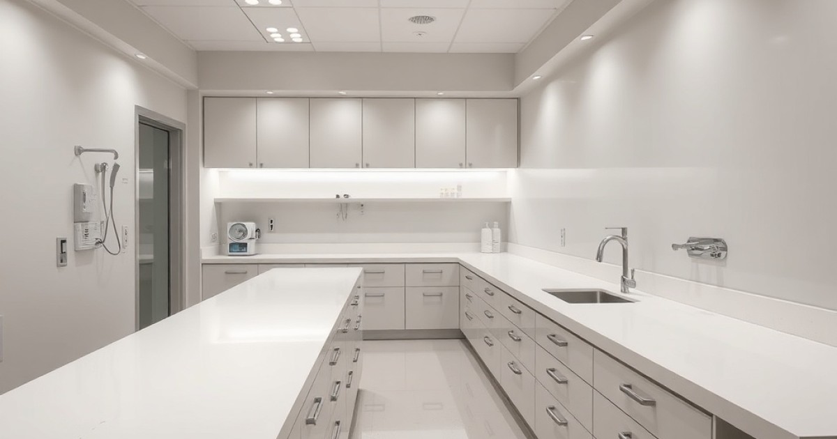 Bancadas contínuas em Corian: uma solução essencial para laboratórios clínicos
