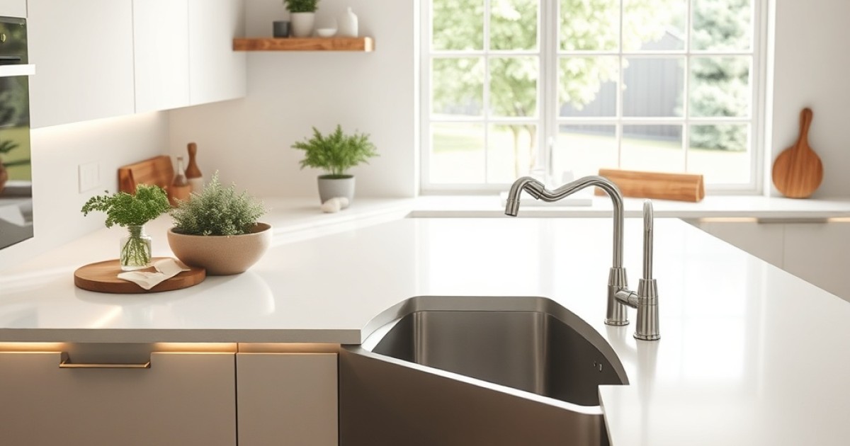 Como a farm sink em corian melhora ergonomia, higiene e fluxo de trabalho na cozinha