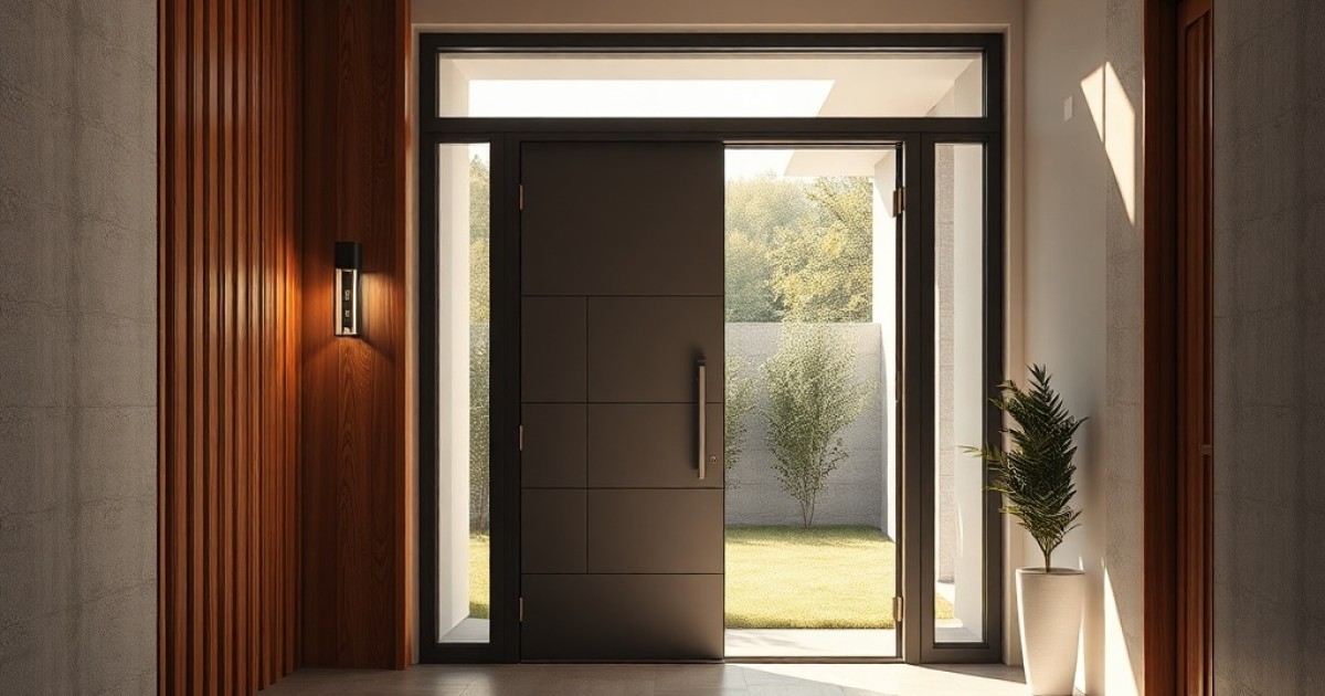 Design exclusivo para entrada principal com porta em ACM