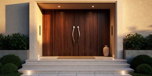 Entradas imponentes com portas de madeira personalizadas