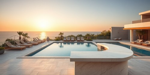 Espaços externos e áreas de lazer em hotéis com Corian