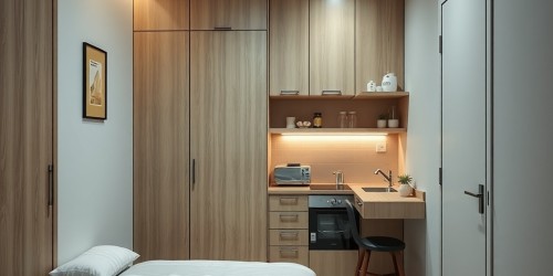 Inspirações de guarda-roupas planejados modernos para quartos compactos