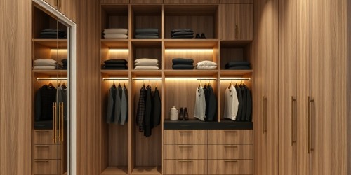 Materiais nobres e acabamentos premium para guarda-roupas planejados