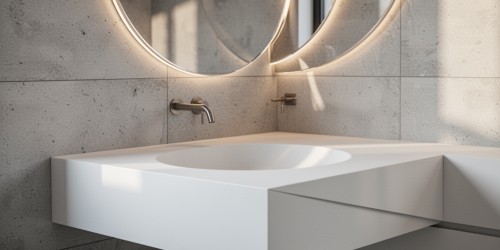 Pia de Corian sob medida para arquitetura contemporânea