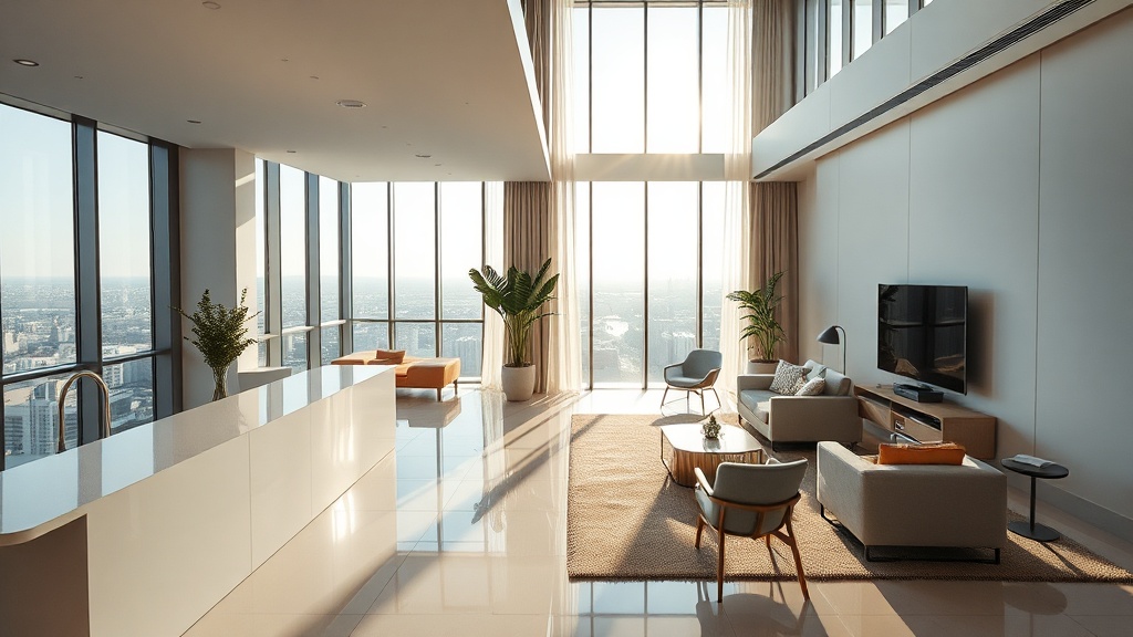 Tendências atuais: superfícies contínuas, higiene visível e design biofílico