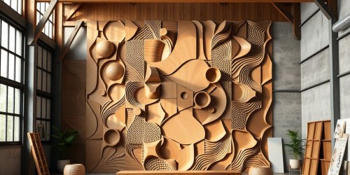 Usinagem 3D em madeira para painéis, revestimentos e elementos decorativos