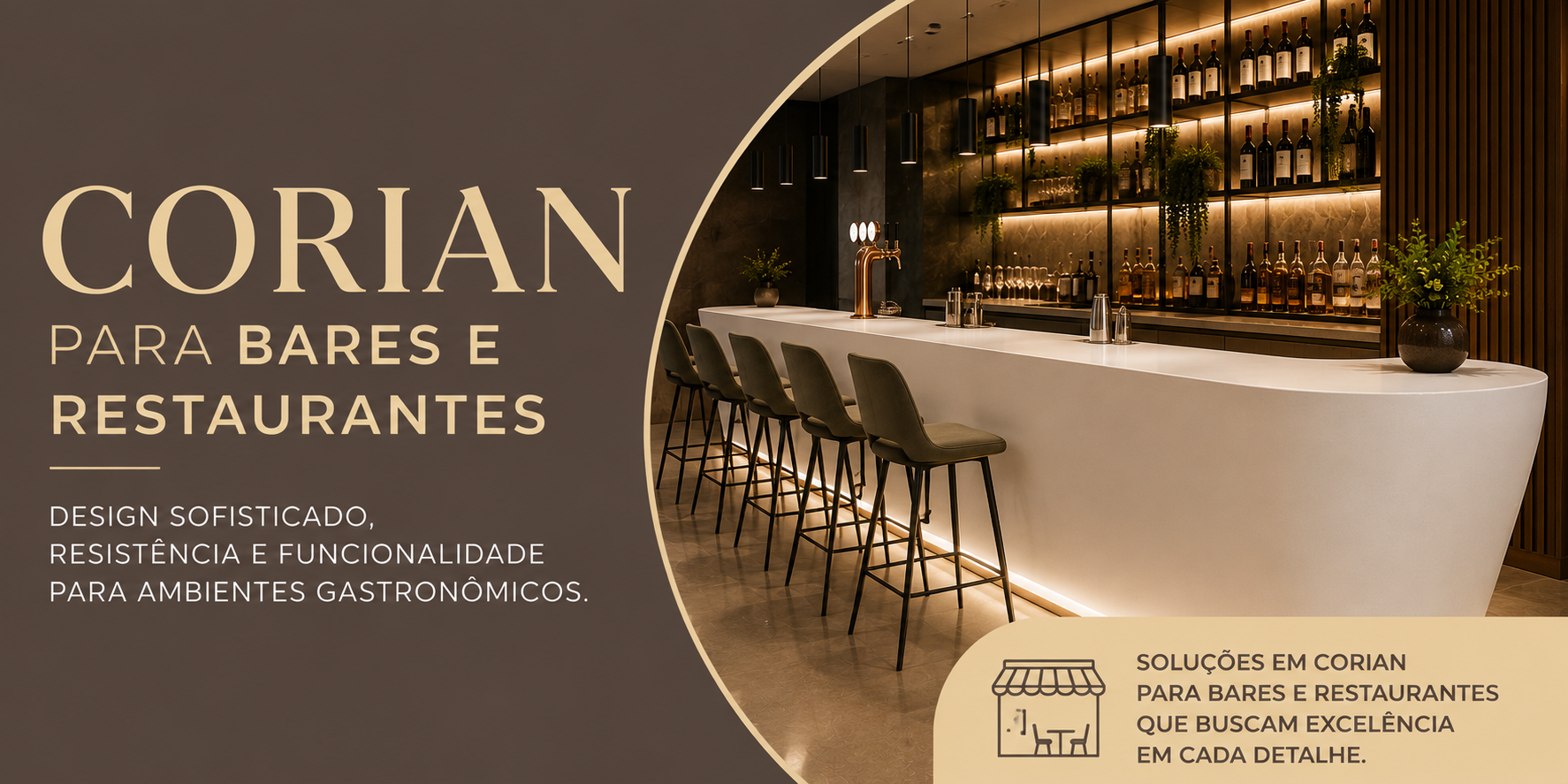 Projetos e execução de ambientes em Corian para Restaurantes