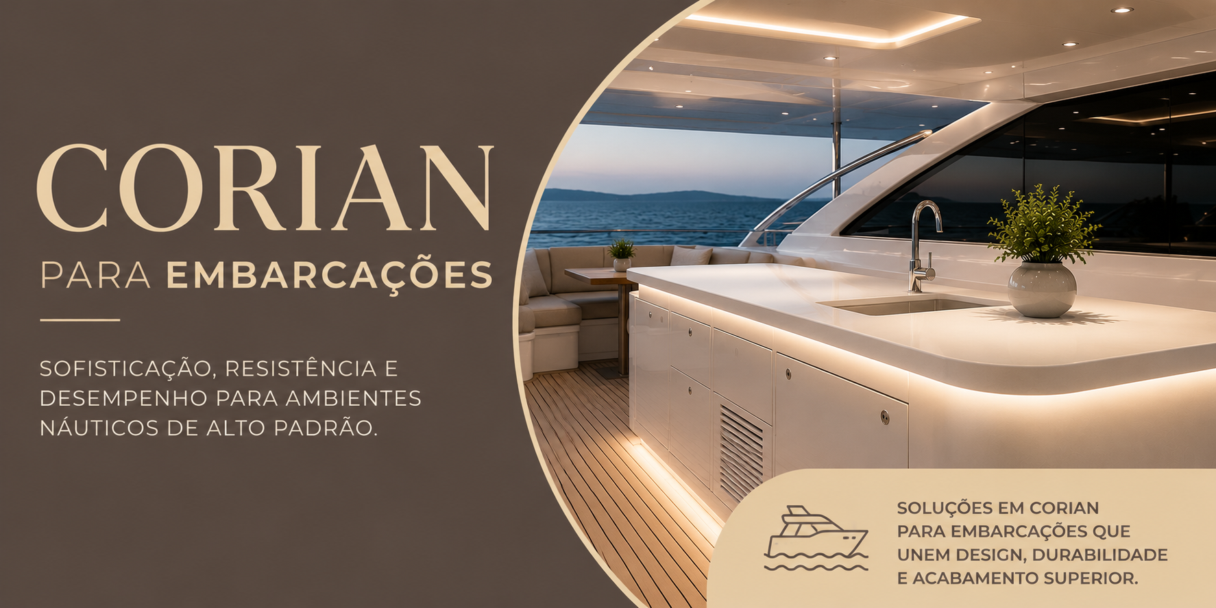 Projetos e execução de ambientes em Corian para Embarcações