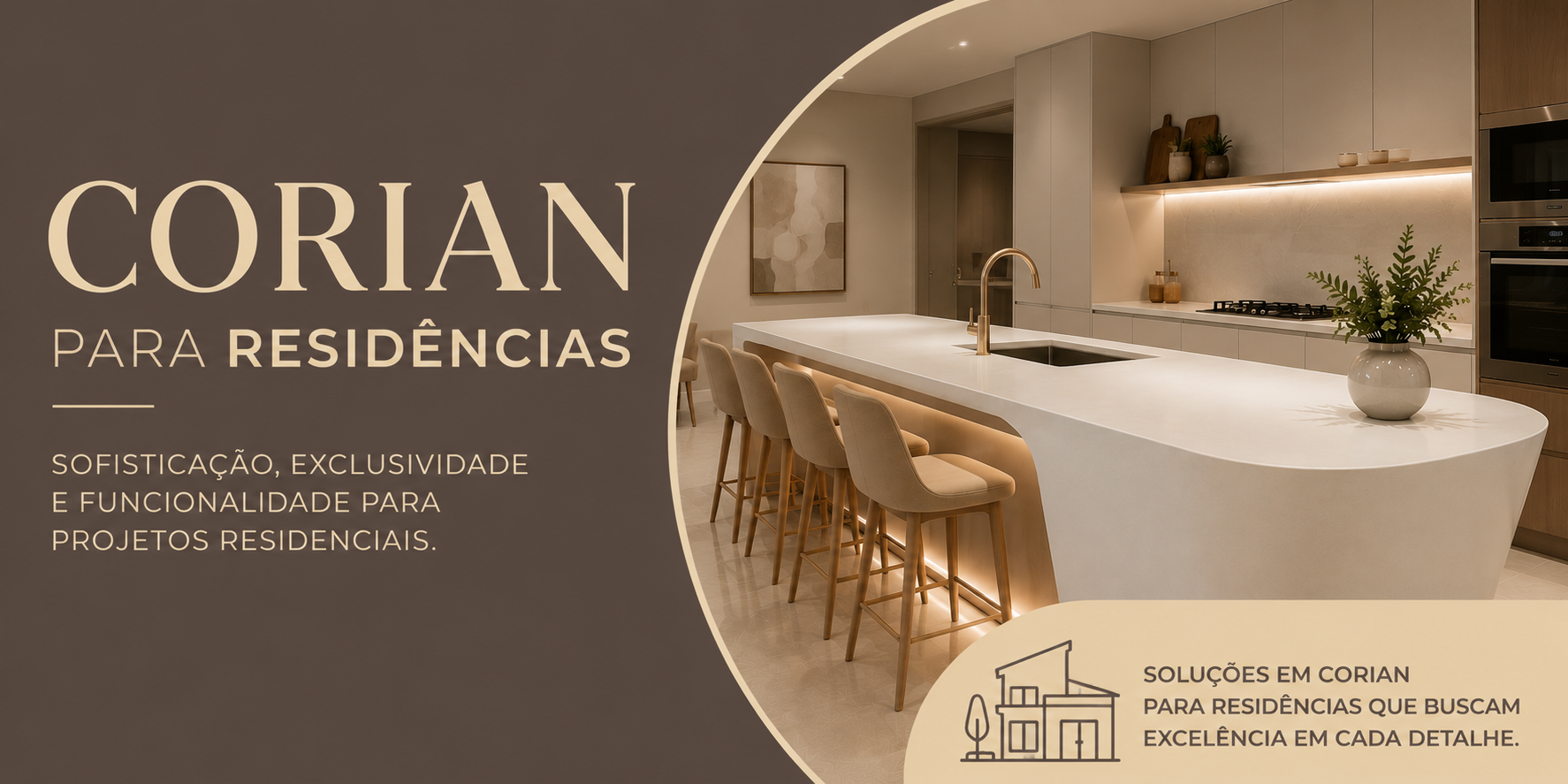 Projetos e execução de ambientes em Corian para Residências 